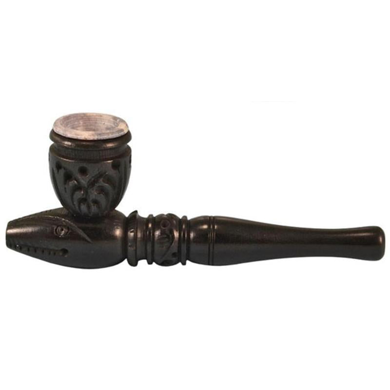 Carved Wood Hand Pipe - Headshop.com