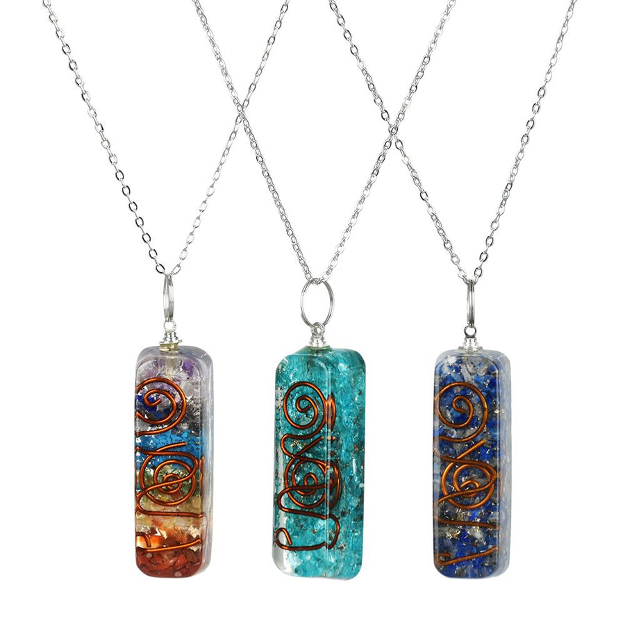 Chakra Orgonite Necklace | 10" - Headshop.com