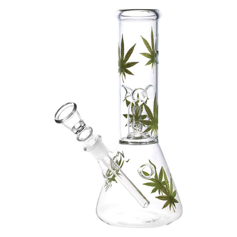Habitual Hemp Leaf Beaker Water Pipe - 8" / 14mm F - Headshop.com