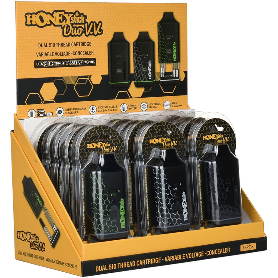HoneyStick DUO VV 510 Vape Battery - 650mAh / 15ct - Headshop.com