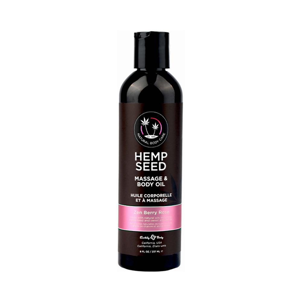 Earthly Body Hemp Seed Massage & Body Oil Zen Berry Rose 8 oz. - Headshop.com