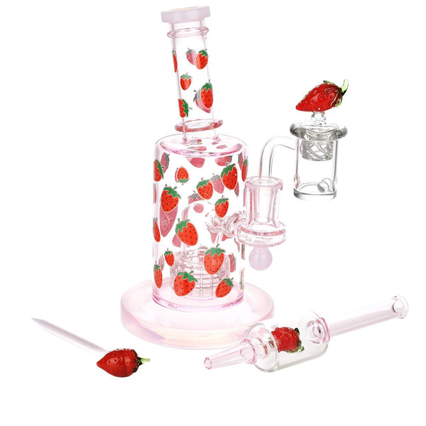 Pulsar Strawberry Cough Glow In The Dark Dab Rig Kit - 8" / 14mm F Pulsar Strawberry Cough Glow In The Dark Dab Rig Kit - 8" / 14mm F