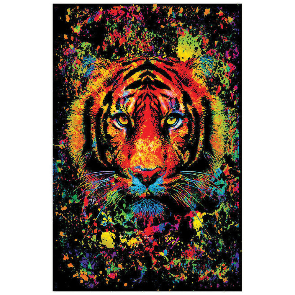 Tiger Splatter Non-Flocked Blacklight Poster | 24" x 36" - Headshop.com