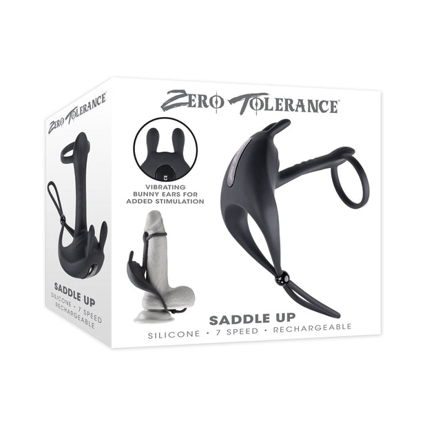 Zero Tolerance Saddle Up Rechargeable Vibrating C-Ring & Girth Enhancer Silicone Black - Headshop.com