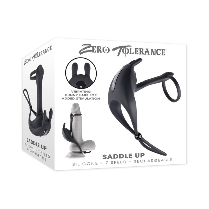Zero Tolerance Saddle Up Rechargeable Vibrating C-Ring & Girth Enhancer Silicone Black - Headshop.com