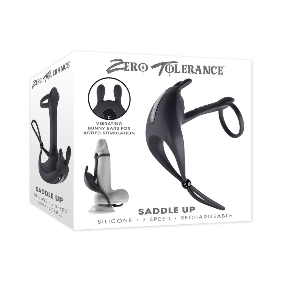Zero Tolerance Saddle Up Rechargeable Vibrating C-Ring & Girth Enhancer Silicone Black - Headshop.com