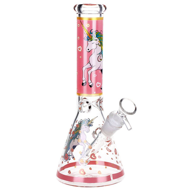 Pink Unicorn Beaker Glass Water Pipe - 10" / 14mm F