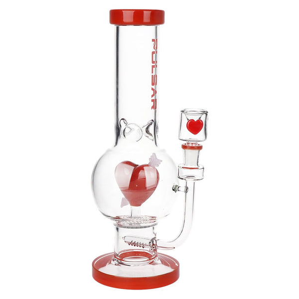 Pulsar Cupids Heart Bubble Base Glass Water Pipe - 12" / 14mm F Pulsar Cupids Heart Bubble Base Glass Water Pipe - 12" / 14mm F