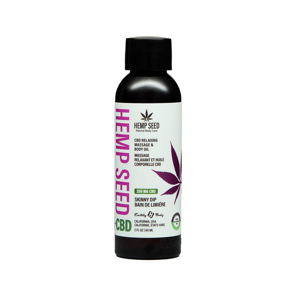 Earthly Body Hemp Seed CBD Relaxing Massage and Body Oil Skinny Dip 2 oz. Earthly Body Hemp Seed CBD Relaxing Massage and Body Oil Skinny Dip 2 oz.