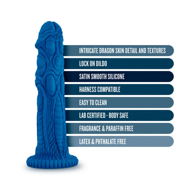 The Realm Draken 7.5 in. Silicone Lock On Fantasy Dildo Blue - Headshop.com