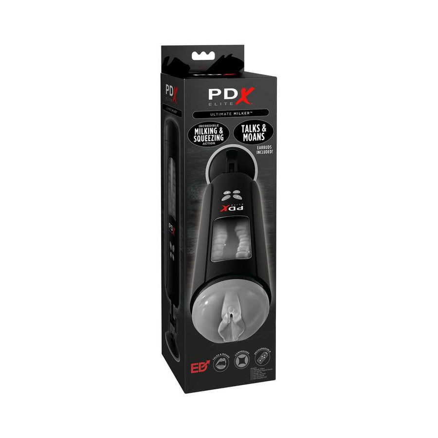 PDX Elite Ultimate Milker Gyrating Suction Stroker With Audio and Suction Cup Clear/Black - Headshop.com