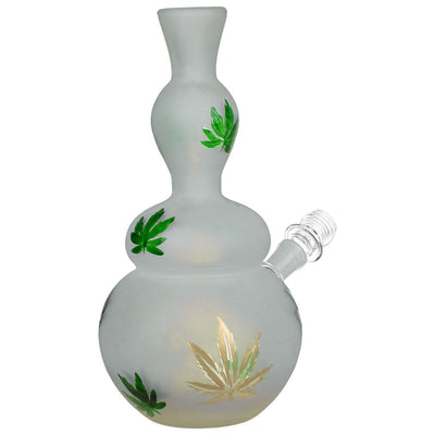Hemp Leaf Frosted Soft Glass Water Pipe - 9" / 14mm F - Headshop.com