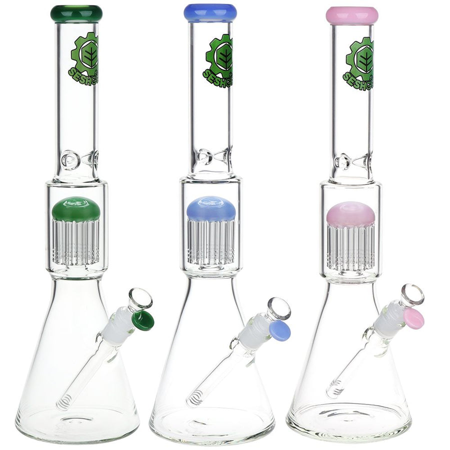 SeshGear Jellyfish Double Chamber Glass Beaker Water Pipe - 17" / 14mm F / Colors Vary - Headshop.com