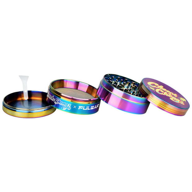Pulsar 6PC DISPLAY - Cheech & Chong's  Metal Grinder - Rainbow / 4pc / 2.5" - Headshop.com