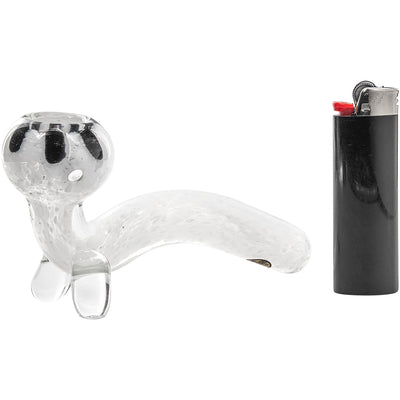LA Pipes White Fritted Sherlock with Black 'Daisy' Fritted Bowl - Headshop.com