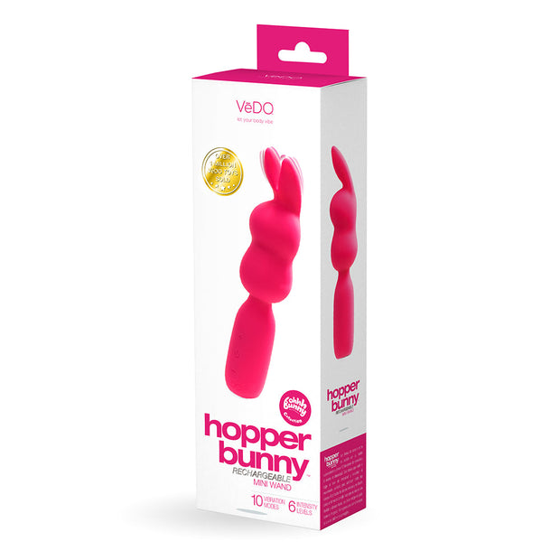 VeDO Hopper Bunny Rechargeable Silicone Mini Wand Vibrator Pink - Headshop.com