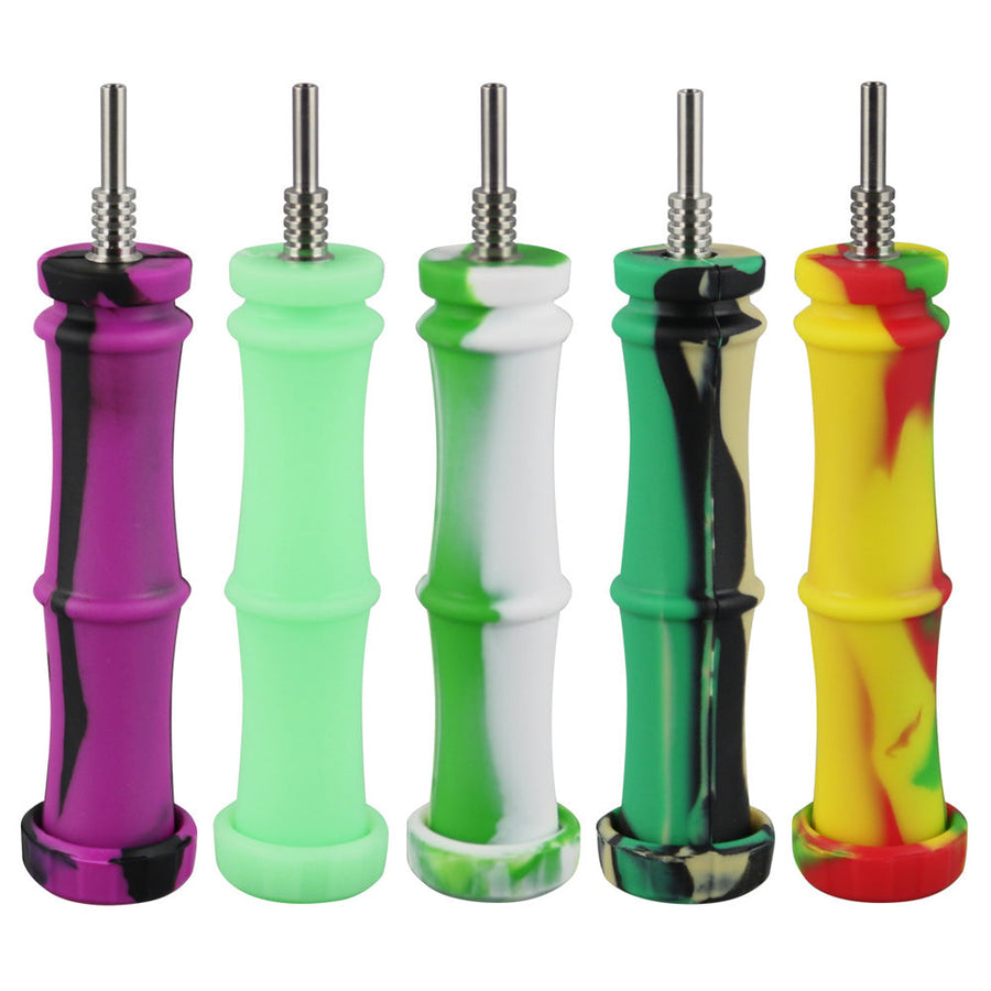 Silicone Bamboo Style Vapor Straw w/ Ti Tip - 5.5" / 10mm - Headshop.com