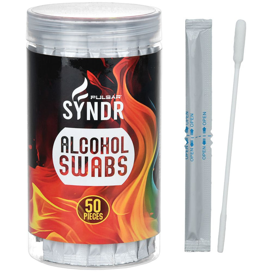 50CT TUB - Pulsar SYNDR Alcohol Cotton Cleaning Swabs - Headshop.com
