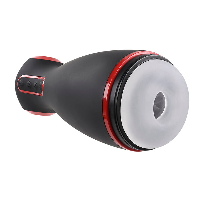 Zero Tolerance Tight Squeeze Rechargeable Vibrating Squeezing Talking Stroker TPE Black/Red - Headshop.com