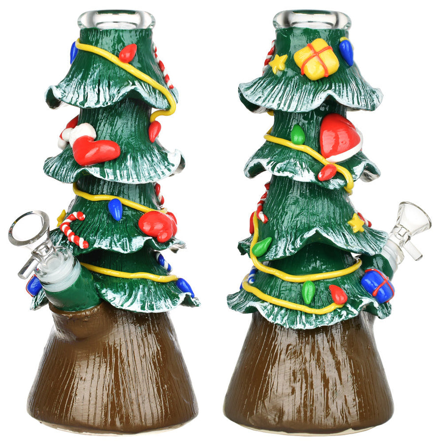 Christmas Tree Beaker Glass Water Pipe - 9.75" / 14mm F - Headshop.com