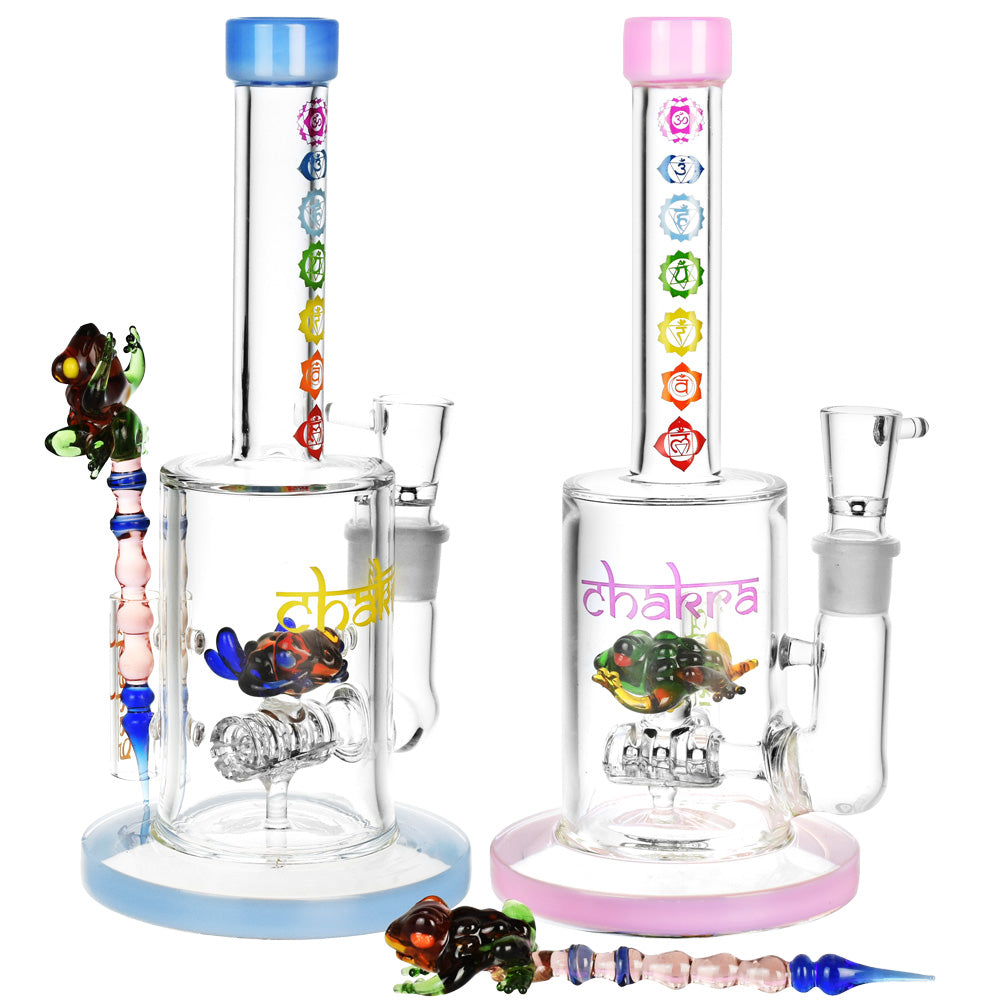 Chakra Frog Water Pipe w/ Stir Tool - 9"/19mm F/Asst Colors - Headshop.com