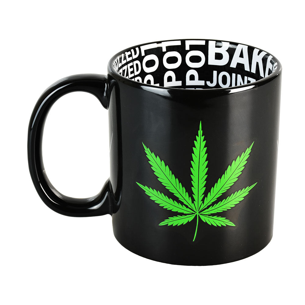 Ceramic Drinking Mug - 22oz / Hemp Leaf Print - Headshop.com