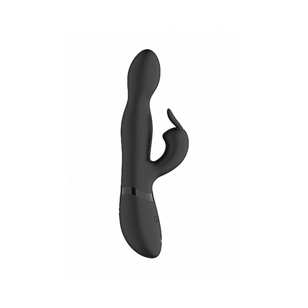 VIVE NIVA Rechargeable 360° Rotating Silicone Rabbit Vibrator Black - Headshop.com