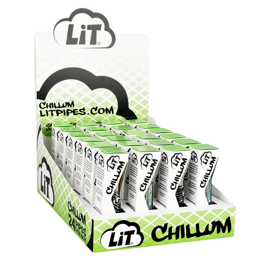 LiT Spiral Striped Glass Chillum - 3.25" / Assorted Colors 24PC DISPLAY - - Headshop.com