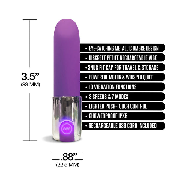 Nixie Smooch Rechargeable Lipstick Vibrator Purple Ombre - Headshop.com