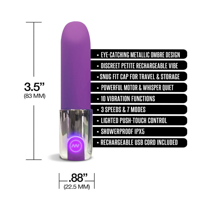 Nixie Smooch Rechargeable Lipstick Vibrator Purple Ombre - Headshop.com
