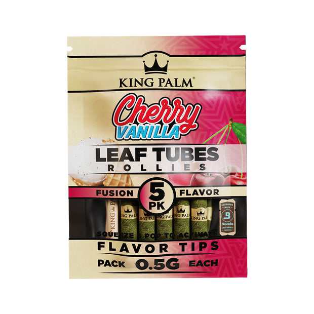 King Palm Hand Rolled Leaf | 5pk | Rollie | Cherry Vanilla | 15pc Display - Headshop.com