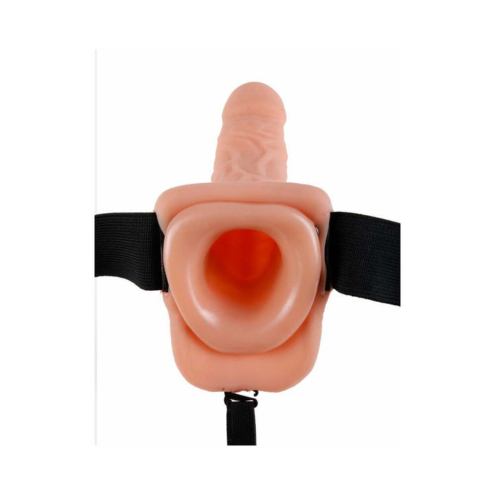 Fetish Fantasy Series 9 in. Vibrating Hollow Strap-On with Balls Beige/Black - Headshop.com