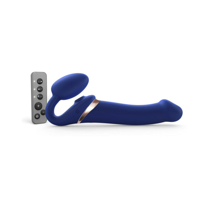 Strap-On-Me Rechargeable Remote-Controlled Multi Orgasm Bendable Strap-On Night Blue L - Headshop.com
