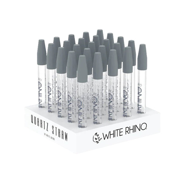 White Rhino Quartz Dab Straw w/ Silicone Cap | 5" | 25pc Display - Headshop.com
