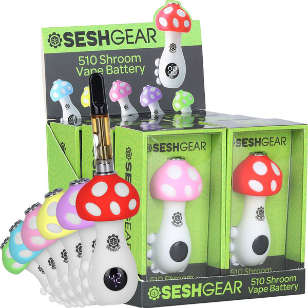 6CT DISPLAY - SeshGear Mushroom 510 Vape Battery - 550mAh / Assorted Colors 6CT DISPLAY - SeshGear Mushroom 510 Vape Battery - 550mAh / Assorted Colors