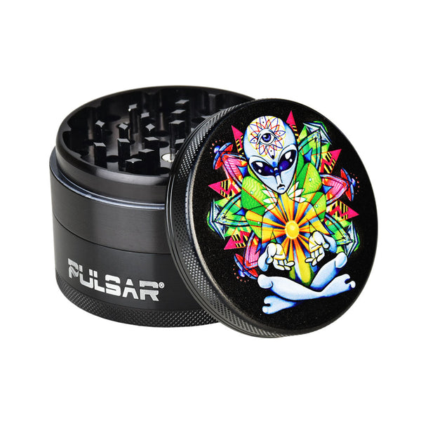 Pulsar Artist Series Metal Grinder | Amberly Downs Psychedelic Alien Pulsar Artist Series Metal Grinder | Amberly Downs Psychedelic Alien