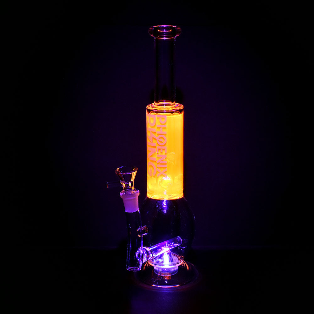 Phoenix Rising Blacklight Glycerin Water Pipe - 12"/14mm F/Clrs Vary - Headshop.com
