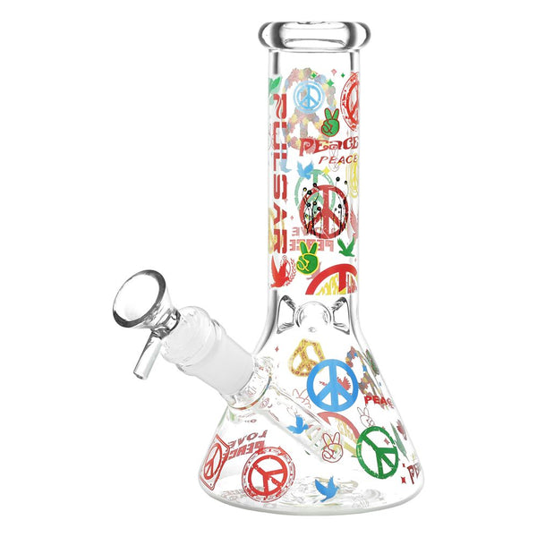 Pulsar World Peace Beaker Glass Water Pipe - 7.75" / 14mm F Pulsar World Peace Beaker Glass Water Pipe - 7.75" / 14mm F