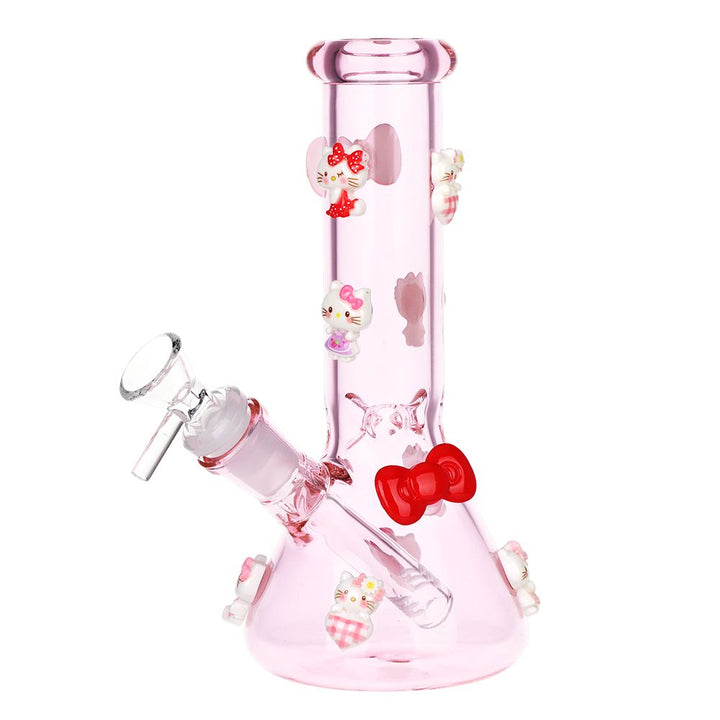 Wassup Hello Kitty Beaker Glass Water Pipe - 8" / 14mm F / Pink