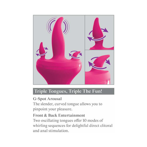 Pipedream 3Some Holey Trinity Triple Tongue Vibrator Rechargeable Silicone Red - Headshop.com