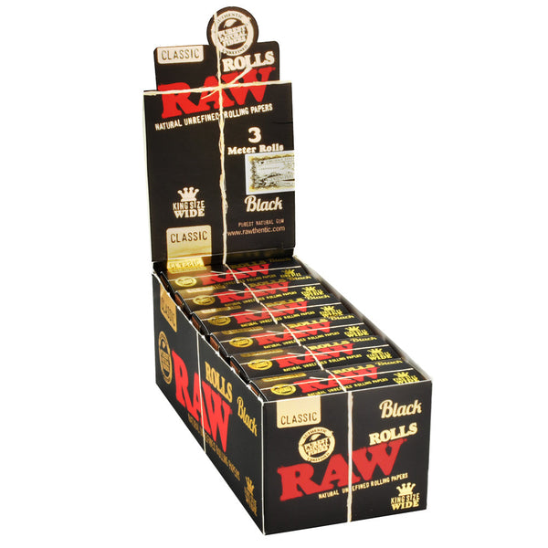 RAW Black Rolls Rolling Papers -3M/King Size Wide 12PC DISP- RAW Black Rolls Rolling Papers -3M/King Size Wide 12PC DISP-