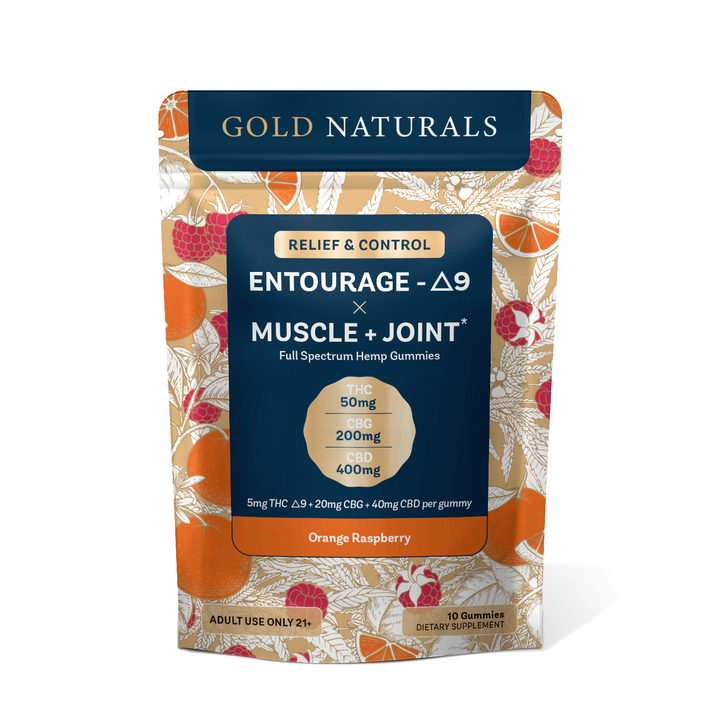 Gold Naturals 5 mg Entourage Δ9 x Muscle + Joint Gummy - Headshop.com