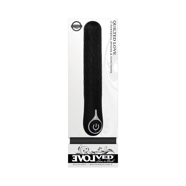 Evolved Quilted Love Rechargeable Textured Silicone Sli mline Vibrator Black - Headshop.com