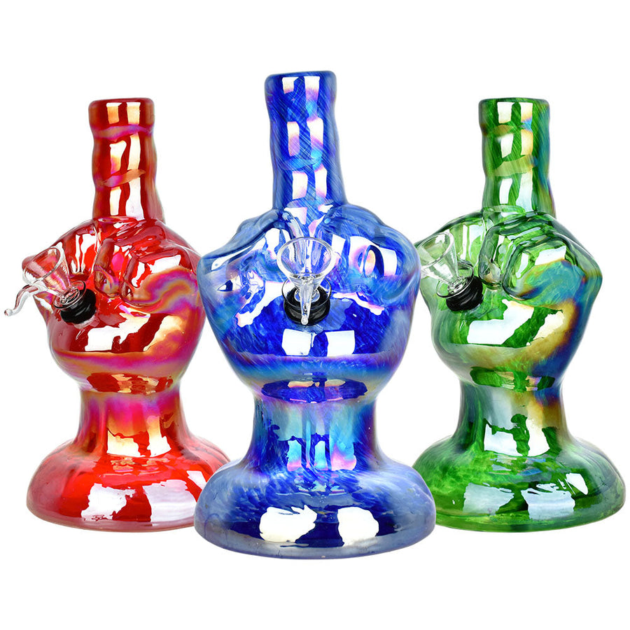 Number One Electroplated Soft Glass Water Pipe - 8.25" / Colors Vary - Headshop.com