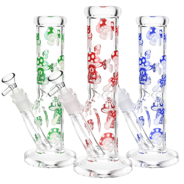 Shroom Life Straight Tube Water Pipe- 10.5"/14mm F/Clrs Vry - Headshop.com