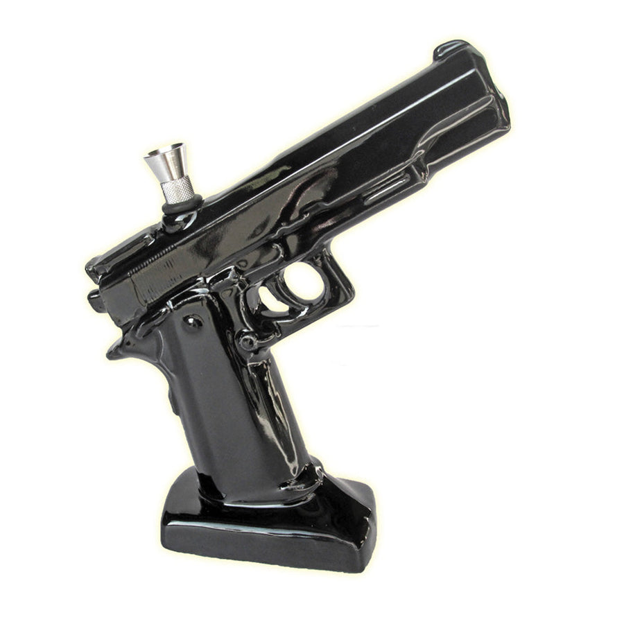 Ceramic .45 Pistol Shaped Water Pipe - 8.5" - Headshop.com
