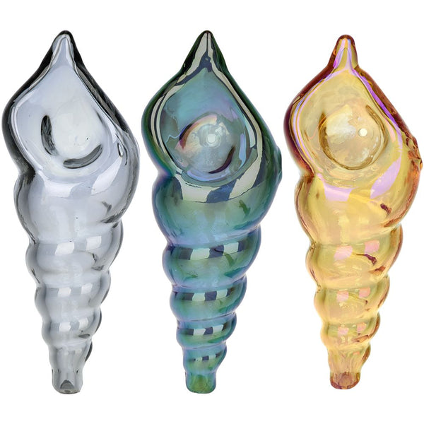 Logarithmic Spiral Electroplated Glass Hand Pipe - 4.5" Logarithmic Spiral Electroplated Glass Hand Pipe - 4.5"