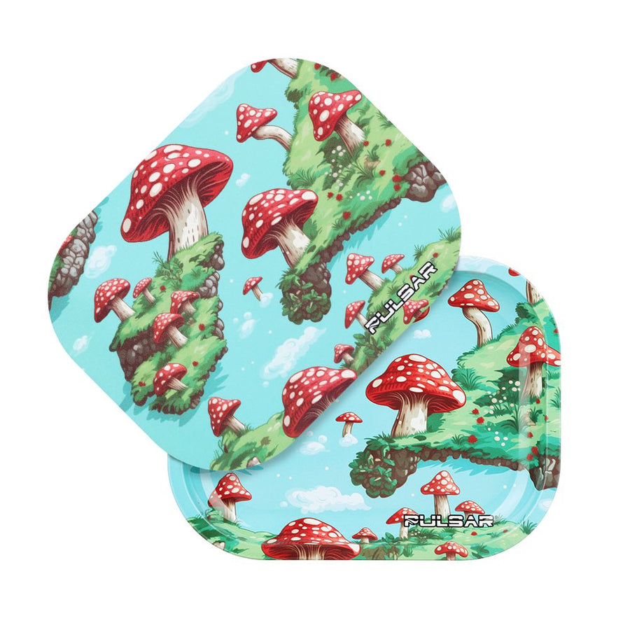 Pulsar Mini Rolling Tray & Lid Kit - Floating Mushrooms / 7"x5.5" - Headshop.com