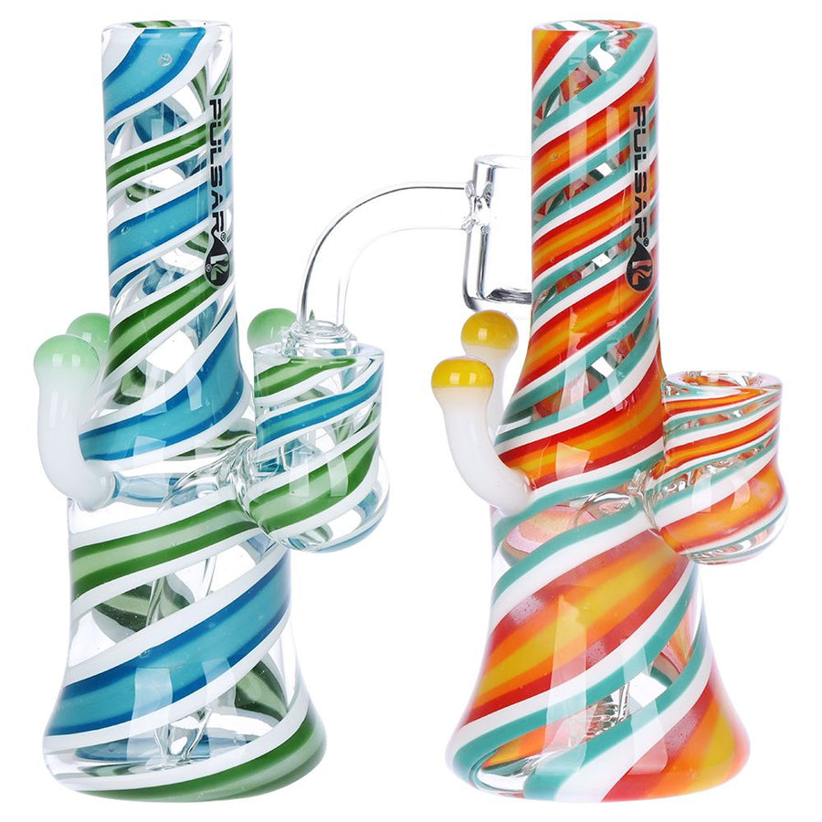 Pulsar Shroom Vision Wig Wag Glass Dab Rig - 5.75" / 14mm F / Colors Vary - Headshop.com