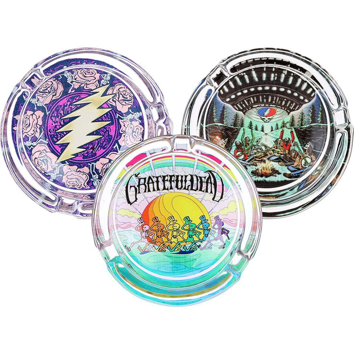 6CT DISPLAY - Grateful Dead x Pulsar V2 Licensed Glass Ashtray - 3.5" / Assorted Designs - Headshop.com